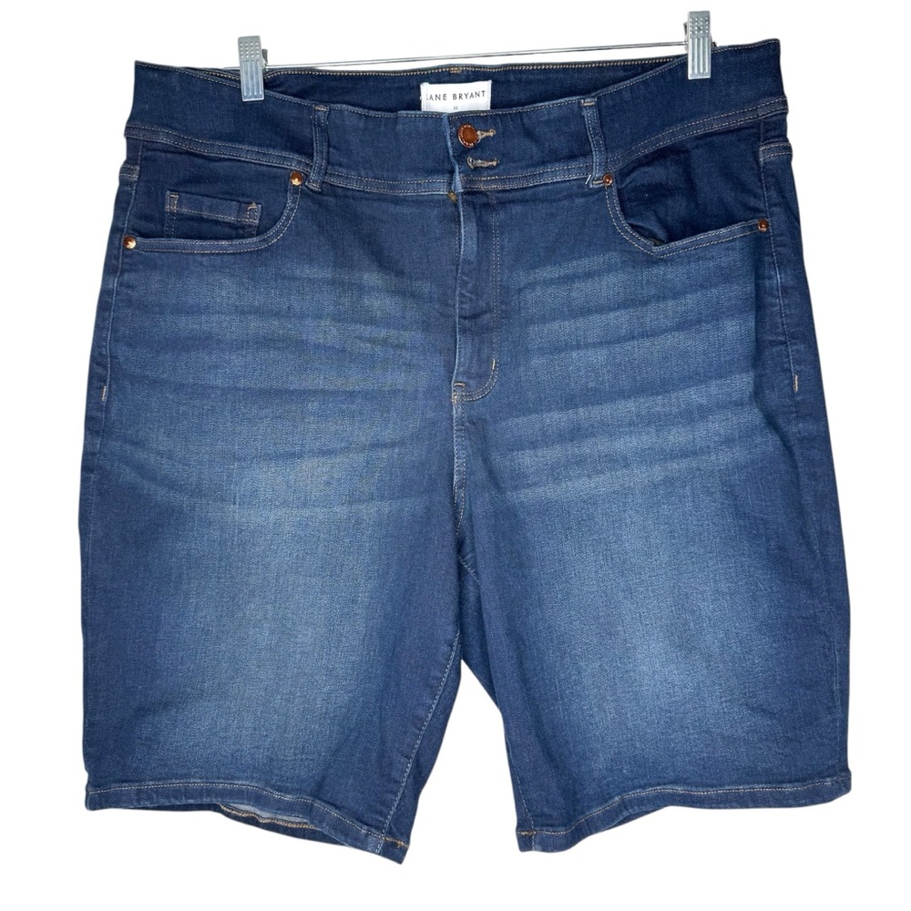 Lane Bryant Blue Denim High-Rise Tighter Tummy Bermuda Shorts Size 22